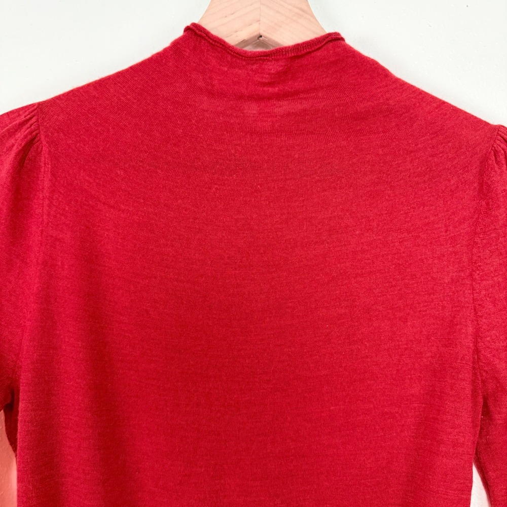 Anthropologie Moth Rosette Mock Neck Sweater Size S Red Wool Cashmere Blend - Picture 9 of 16